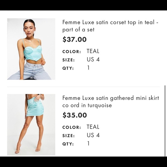 ✨ ASOS • Satin-gathered corset top and mini skirt - Picture 8 of 14